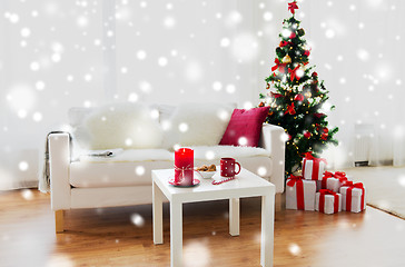 Image showing living room interior with christmas tree and gifts