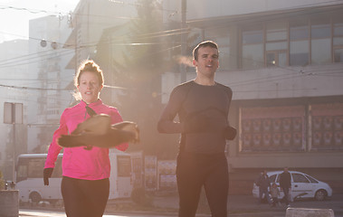 Image showing young  couple jogging