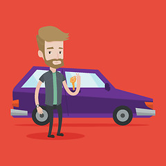Image showing Man holding keys to his new car.