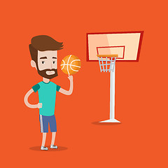 Image showing Hipster basketball player spinning ball.