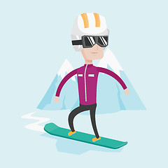 Image showing Young man snowboarding vector illustration.