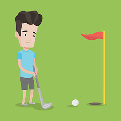 Image showing Golfer hitting the ball vector illustration.