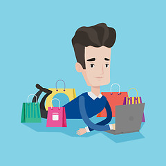 Image showing Man shopping online vector illustration.