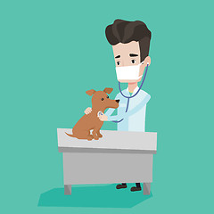 Image showing Veterinarian examining dog vector illustration.