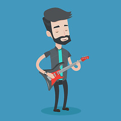 Image showing Man playing electric guitar vector illustration.