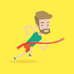 Image showing Athlete crossing finish line vector illustration.