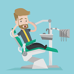 Image showing Scared patient in dental chair vector illustration