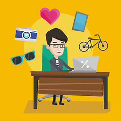 Image showing Man shopping online vector illustration.