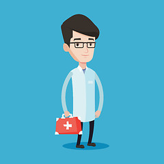 Image showing Doctor holding first aid box vector illustration.