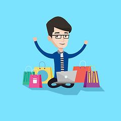 Image showing Man shopping online vector illustration.