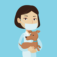 Image showing Veterinarian with dog in hands vector illustration