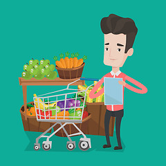 Image showing Man with shopping list vector illustration.