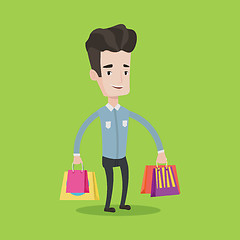 Image showing Happy man with shopping bags vector illustration.