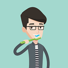 Image showing Man brushing his teeth vector illustration.