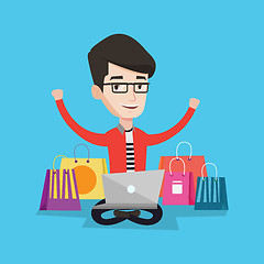 Image showing Man shopping online vector illustration.