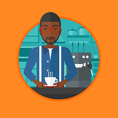 Image showing Man making coffee vector illustration.