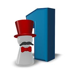 Image showing number one and pawn with hat and beard - 3d rendering
