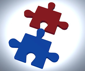 Image showing Jigsaw Pieces Shows Teamwork Concept