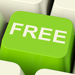 Image showing Free Computer Key In Green Showing Freebie and Promo