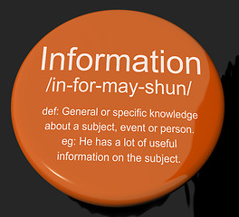 Image showing Information Definition Button Showing Knowledge Data And Facts