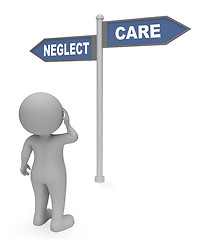 Image showing Neglect Care Sign Shows Looking After And Careful 3d Rendering