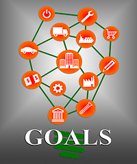 Image showing Goals Icons Shows Aspirations Targeting And Aspire