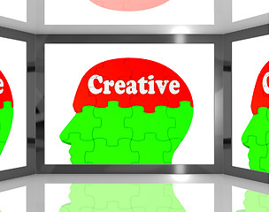 Image showing Creative On Brain On Screen Shows Human Creativity