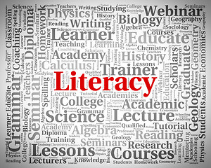 Image showing Literacy Word Means Read Proficiency And Ability