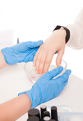 Image showing Specialist making manicure