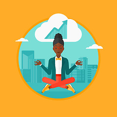 Image showing Peaceful business woman doing yoga.