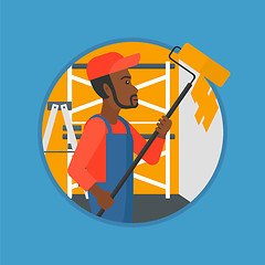 Image showing Painter with paint roller vector illustration.