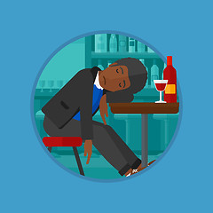 Image showing Drunk man sleeping in bar vector illustration.