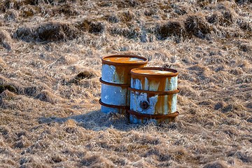 Image showing Several barrels of toxic waste