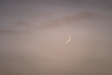 Image showing Crescent moon on night sky