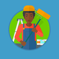 Image showing Painter with paint roller vector illustration.