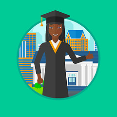 Image showing Graduate giving thumb up vector illustration.