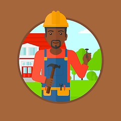 Image showing Cheerful builder with hammer vector illustration.