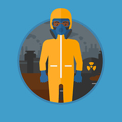 Image showing Man in radiation protective suit.