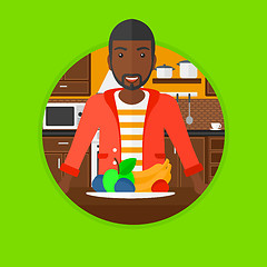 Image showing Man with fresh fruits vector illustration.