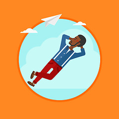 Image showing Businessman lying on cloud vector illustration.