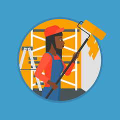 Image showing Painter with paint roller vector illustration.