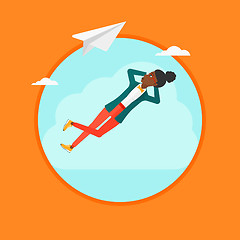 Image showing Business woman lying on cloud vector illustration.