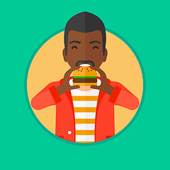 Image showing Man eating hamburger vector illustration.