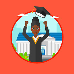 Image showing Graduate throwing up hat vector illustration.