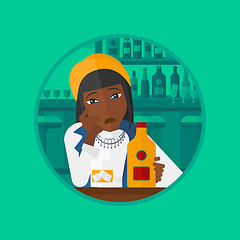 Image showing Sad woman sitting at the bar vector illustration.