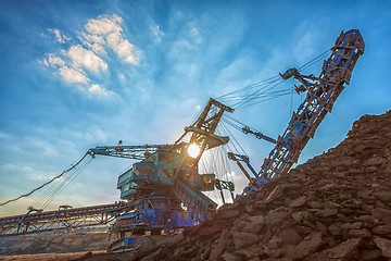 Image showing Large excavator machine in the mine