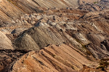 Image showing Large excavation site with heaps of sand