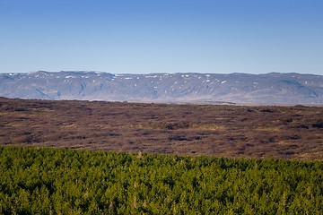 Image showing Landscape with mountains and forest