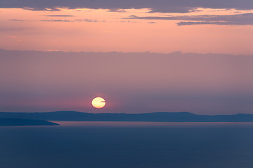 Image showing Beautiful sunset above the sea