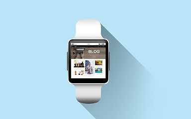 Image showing close up of smart watch with blog page on screen